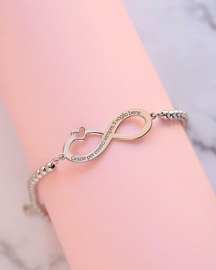 Bracciale Infinito con Cuore Personalizzabile