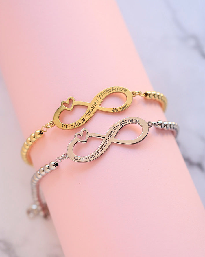 Bracciale Infinito con Cuore Personalizzabile