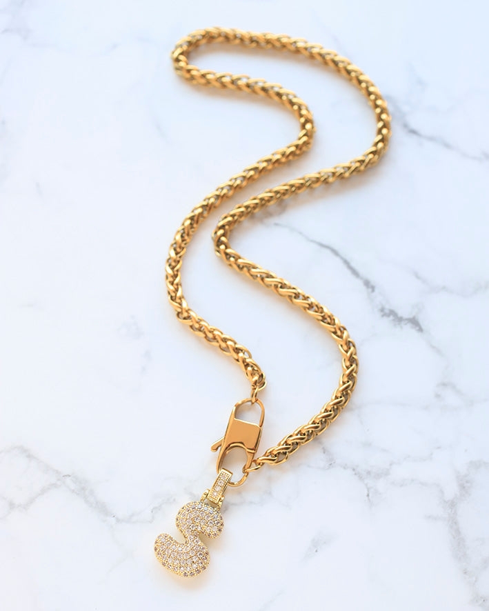 Collana Crystal con iniziale bombata Strass
