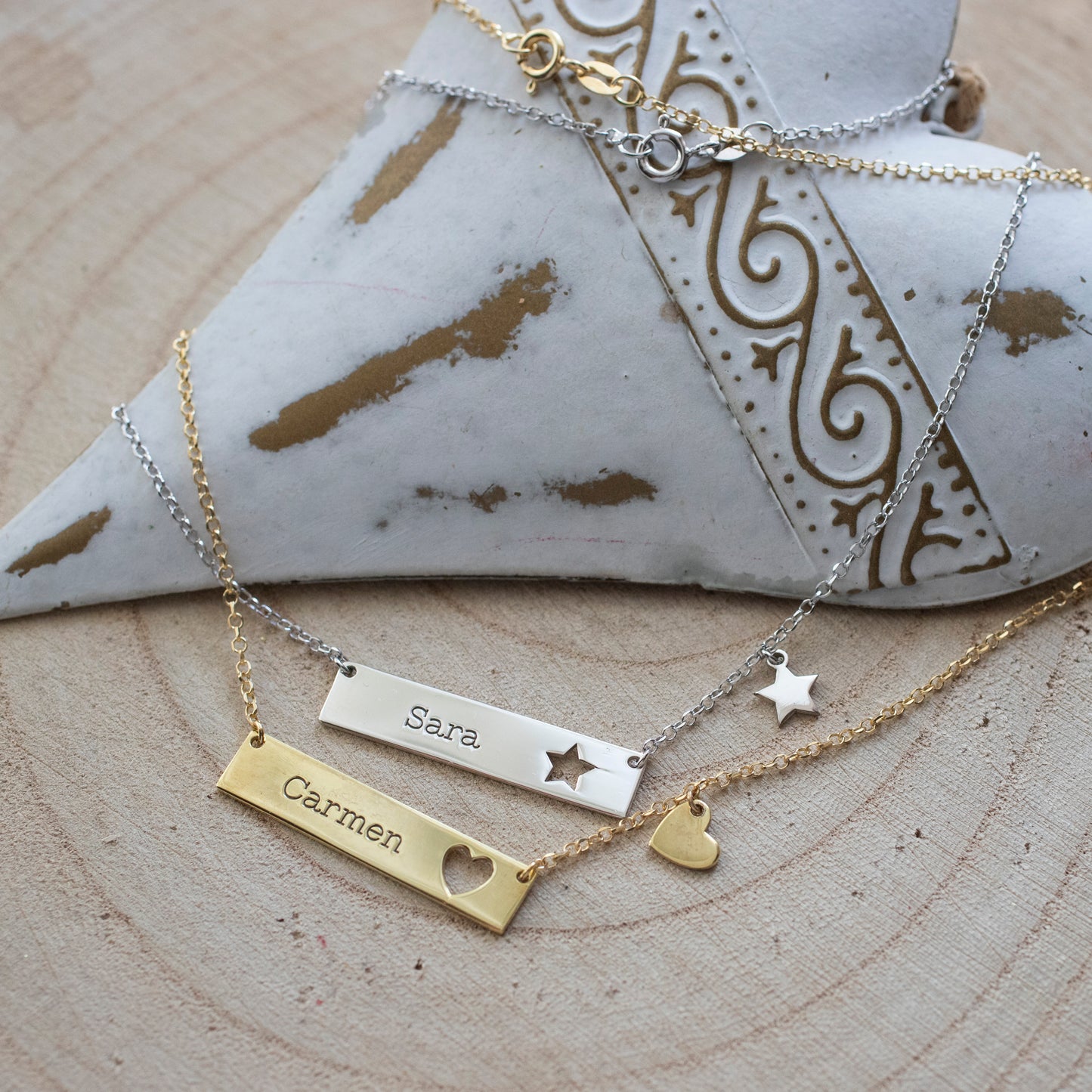 COLLANA PLACCHETTA CUORE O STELLA