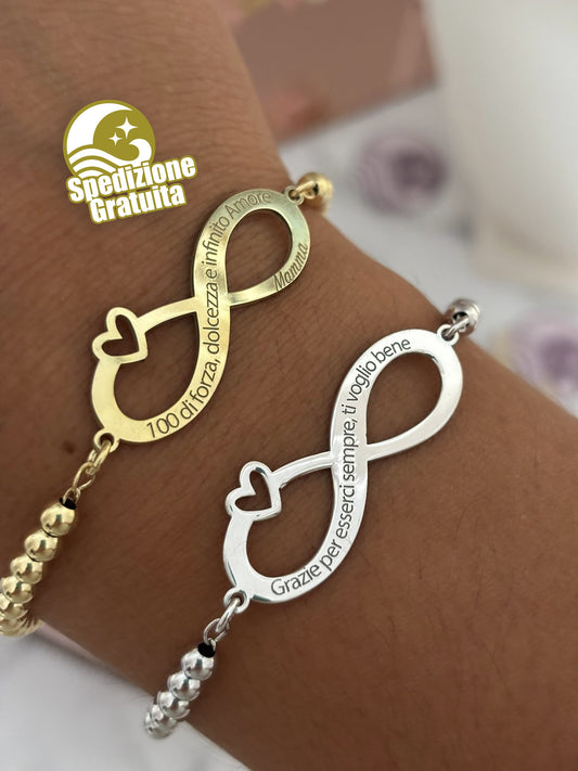 Bracciale Infinito con Cuore Personalizzabile